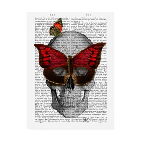 Fab Funky 'Pink Butterfly Mask Skull' Canvas Art,14x19